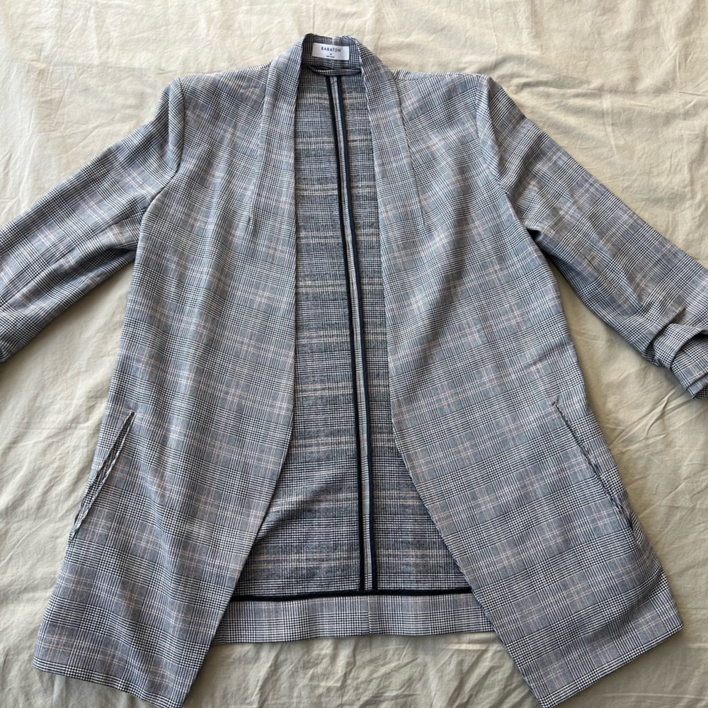 Babaton Black and White Plaid Blazer